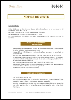 Dolce Riva Notice de vente